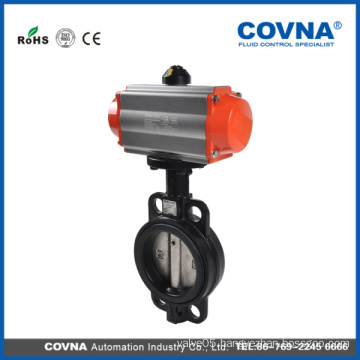 3 inch Cast iron wafer type butterfly valve with pneumatic actuator